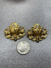 Vintage JJ Jonette Earrings Ornate Astrology Mystical Fortune Teller Super Cool