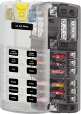 5032 ST Blade Fuse Block Dual 12 with Ground and Cover, 100 Amps