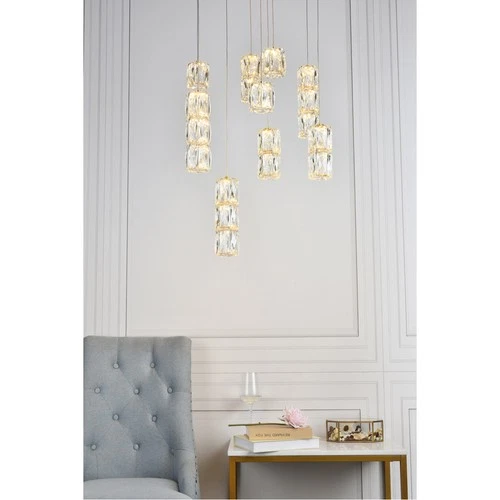 Elegant Lighting 3500D9G Polaris LED 20 inch Gold Pendant Ceiling Light - Picture 2 of 7