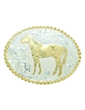 Crumrine Western Belt Buckle Standing Horse Silver Bronze C01169