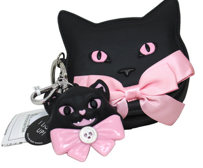 Bath Body Works Black Cat Pink Bow Pocketbac Holder & Coin Purse 2025 Halloween