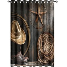 Western Farmhouse Room Darkening Blackout Window Curtains with Grommets,Rusti...