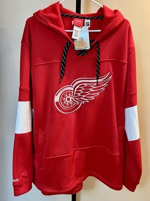 Reebok Detroit Red Wings Hoodie XL NHL Fleece Lace Up Embroidered NWT