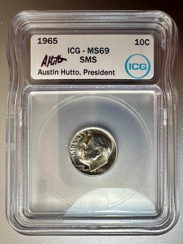 1965 SMS Roosevelt Dime 10¢ ICG MS 69 TOP POP! Neuer White Label Hutto signiert! #43