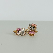 Cartoon Hello Kitty Rings, Fashion Rings, Adjustable with Rhinestones, Set of 2