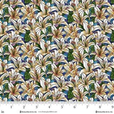 Faith in Full Color Packed Lillies Cotton Fabric