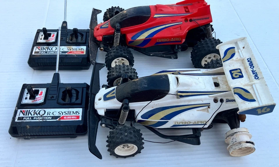 Vintage Nikko RC Car Turbo-Aero Remote Control #16 Red White Lot of 2 For Parts - Image 2 of 4