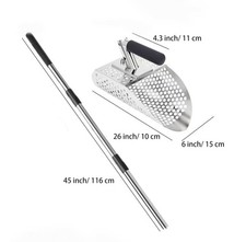 Sand Scoop Heavy Duty Stainless Steel Digging Sifting Shovel Long Handle 45in