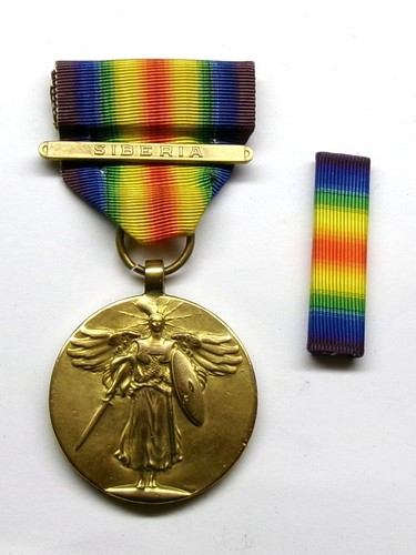 WW I Victory Military Medal with RIBBON & SIBERIA BAR