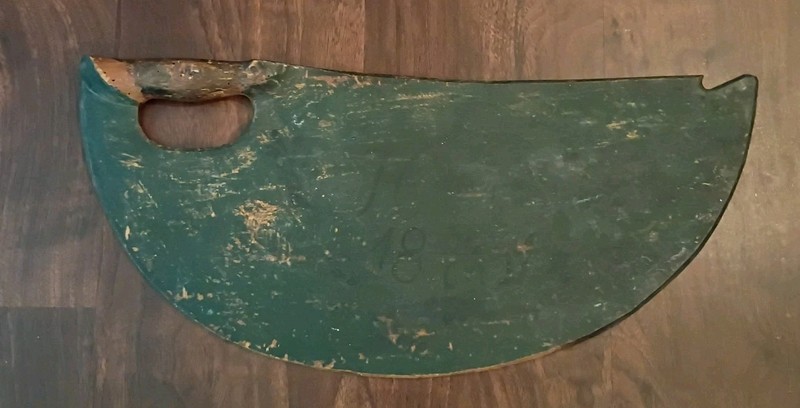Primitive Antique 1851 Painted Scandinavean "Skätkinvar" Flax Scutching Knife