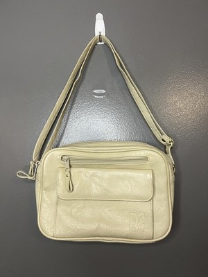 DC Design Collection Shoulder Bag Womens Ivory Faux Leather Crossbody Organizer