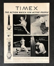 1954 Timex Watch Advertisement Mickey Mantle Rocky Marciano Photo Vtg Print AD