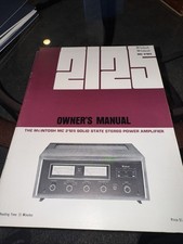 McIntosh MC2125 Power Amplifier Owners Manual Original Vintage