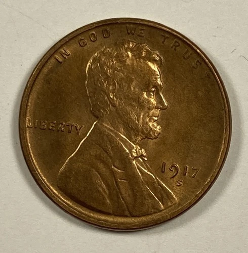 1917-S Lincoln Cent .01. Beautiful Gem Red UNC.