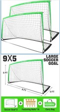 2x RUNBOW 9x5 ft Portable Kids Soccer Practice Goal for Backyard w/Carry Bag