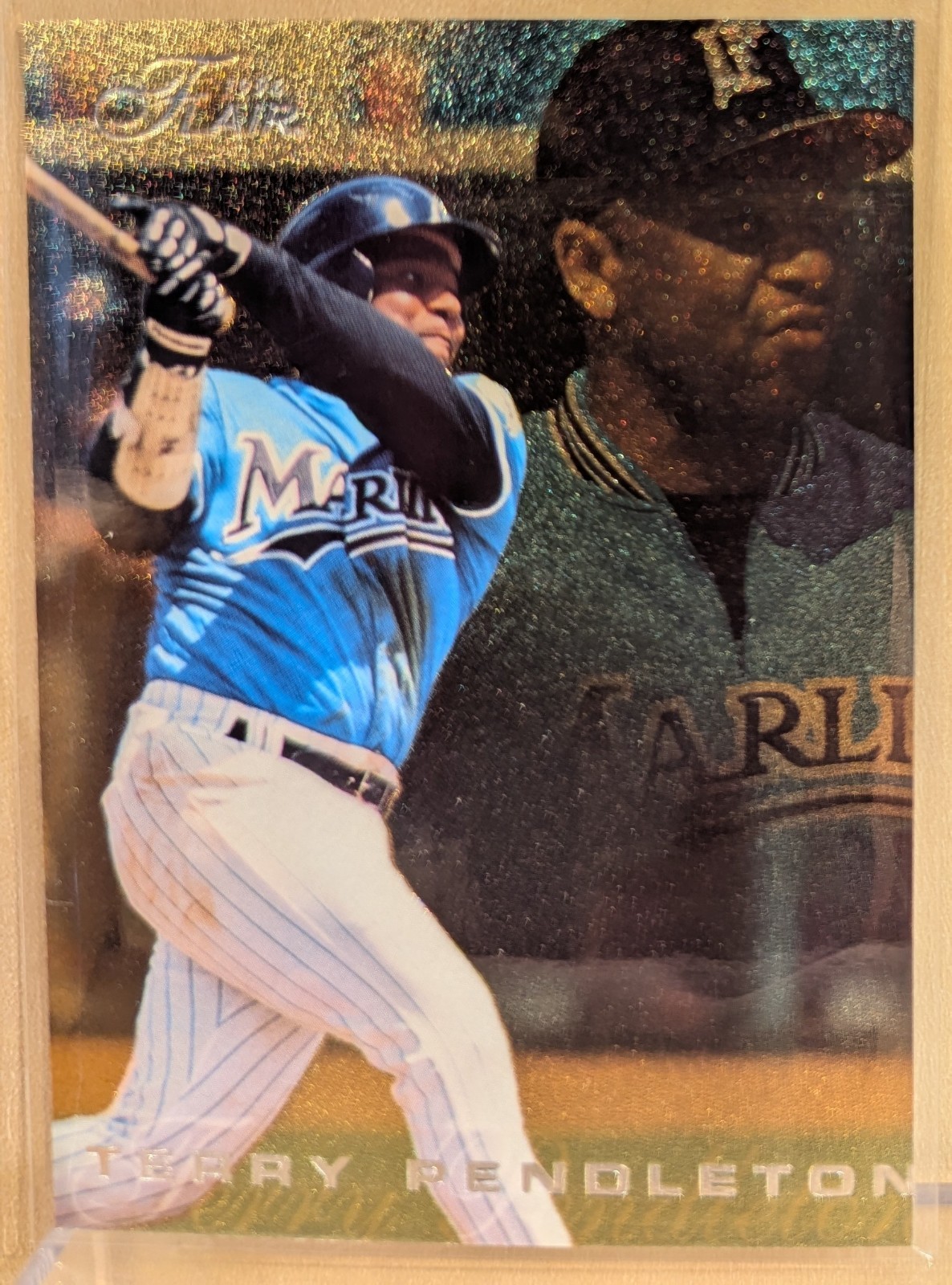 1996 Flair GOLD #266 Terry Pendleton Marlins RARE SILVER FOIL LETTERS PARALLEL