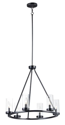 Maxim Sentinel 6-Light 24" Transitional Chandelier in Black - Picture 1 of 2