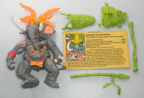 100% Complete 1992 Doctor El TMNT 4.5 Figure Accessories & File Card Vintage Lot