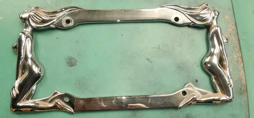 1991 License Plate Holder Frame Nude Girl Silhoutte Heavy Metal
