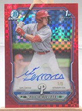 2026 1st Bowman Chrome Matthew Ferrara Auto 1/5 Red X-Fractor Refractor Phillies