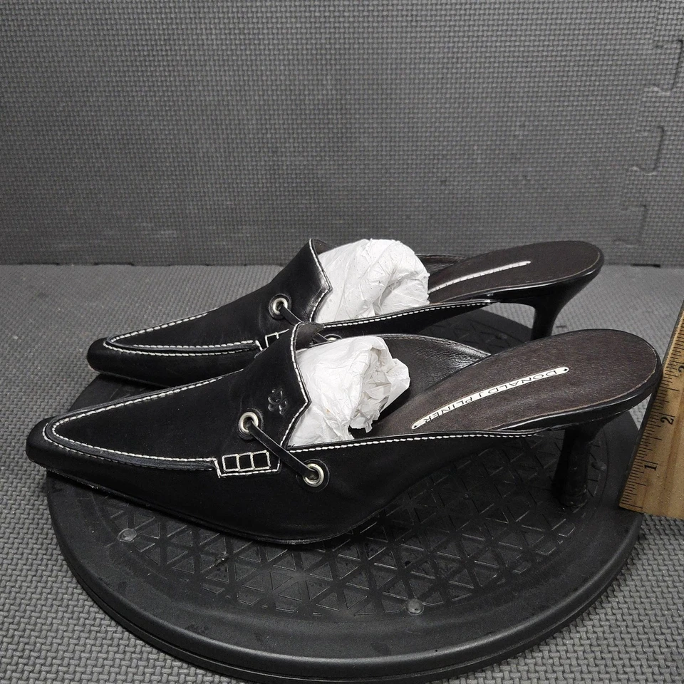 Zapatos Donald J Pliner para mujer talla 10 cuero negro Lyla Mules punta en punta S4 Foto 3 de 4
