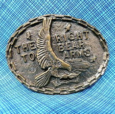 The Right To Bear Arms Eagle Belt Buckle 2nd Amendment Gun Rights Vtg 80s.PCB117