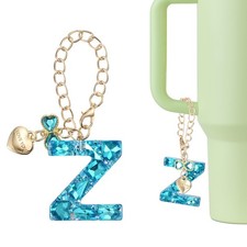 Letter Charm for Stanley Tumbler Cup Bow Heart Initial Z Letter Charm Blue 