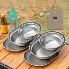 Stainless Steel Plates And Bowls Salad Bowl for Outdoor Equipment Beach Tour