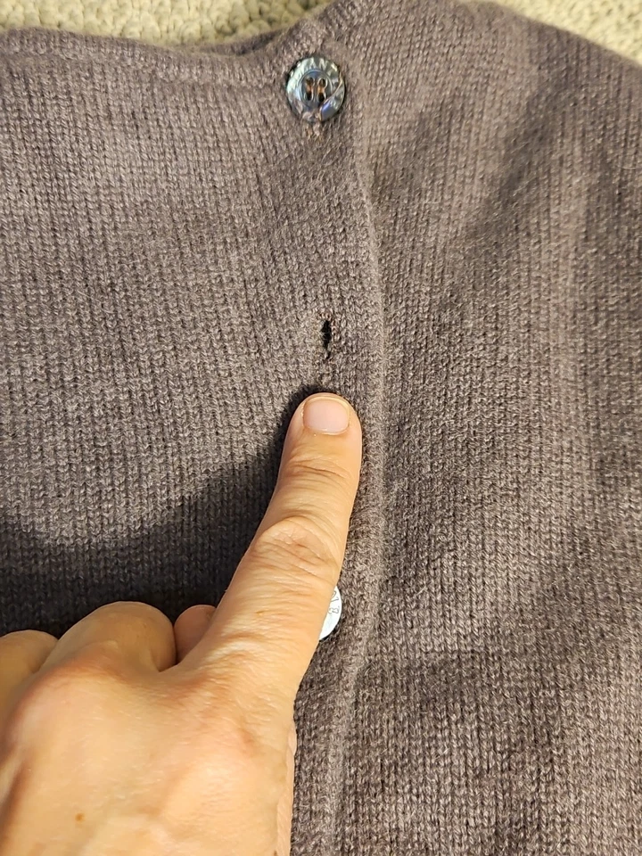 Ballantyne 100% Cashmere Sweater Italy Lavendar Asymmetrical Button-Up - Image 4 of 4