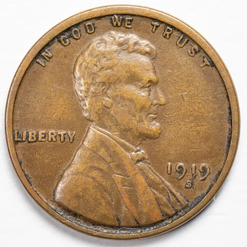 1919-S Lincoln Wheat Penny Cent Extremely Fine (XF) - San Francisco Mint