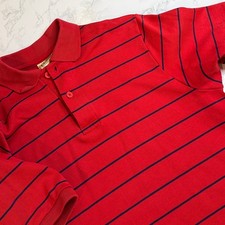 Vintage L.L. Bean Polo Shirt Made in USA Red Stripe Cotton Mens Tall M