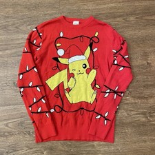 Red Pokemon Pikachu Christmas Sweater Youth XL