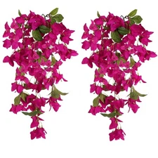 Artificial Hanging Flowers Bougainvillea, 2PCS UV Resistant Bougainvillea Sil...