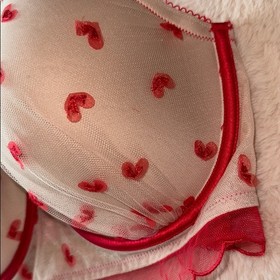 VICTORIA'S VICTORIA SECRET DREAM ANGELS LINED DEMI BRA 34DDD BEIGE NUDE RED