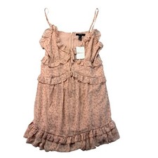 Forever 21 Dress Women's Large Pink Sleeveless Ruffled Floral Print Mini Top NWT