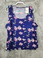 Verpert Sleepwear 2pc Set Womens XL Blue Shorts Tank Top Floral