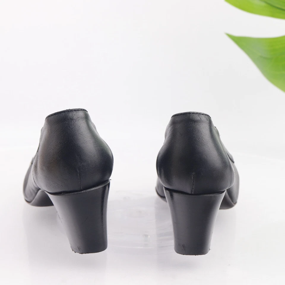 Zapato de vestir AGL para mujer talla 40 10 cuero negro tacón bloque cadena puntera Foto 4 de 4