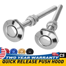 Push Button Quick Release Hood Bonnet Lock Pins Clip Car Latch Bumper Kit Silver