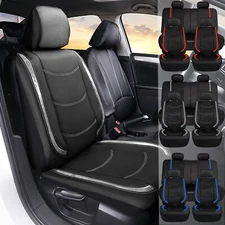 Luxury PU Leather Front +Rear Car Seat Covers 5-Seats Cushion Full Set Suv Truck