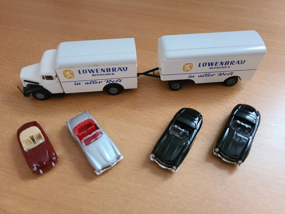 Konvolut 1:87 Mercedes 190 300 SL Porsche 356 MAN Langhauber Brekina Welly