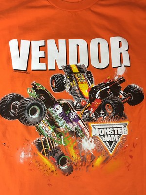 Monster Jam VENDOR Grave Digger El Torro Truck 2015 T Shirt Sz M - Orange