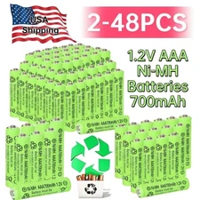 Lot 2-48Pcs Ni-MH AAA Rechargeable Battery 1.2V 700mAh Batteries for Solar Light
