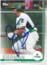 Autographed/Signed 2019 Topps Pro Debut #129 Jeremy Eierman Oakland Athletics