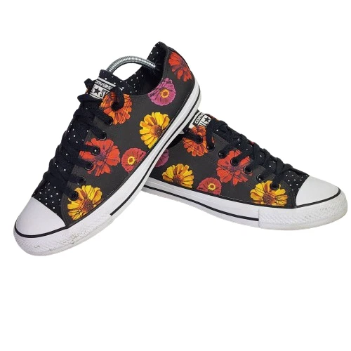 Sneakers basse Converse unisex nere floreali e a pois M 9 o W 11