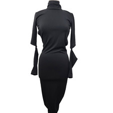 Miraka Backless Snatched Maxi Dress Black Cut-out sleeve Womens Size S NWT