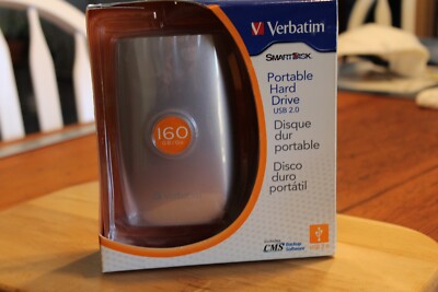 NOS 2007 Vintage Verbatim  Portable Hard Drive Firewire/USB 2.0 160GB Silver NIB
