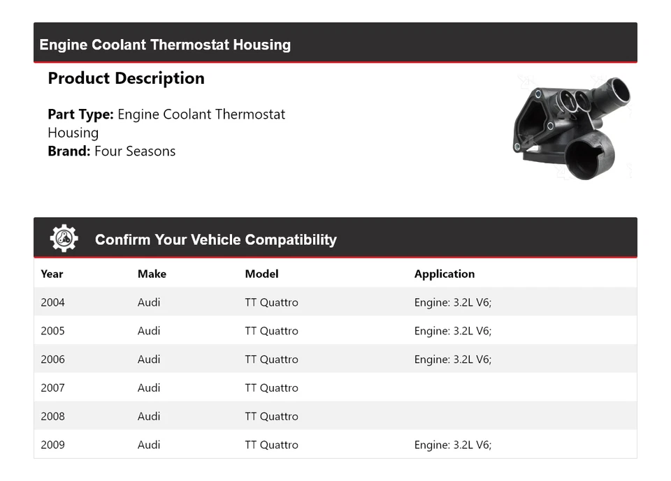 Carcasa termostato refrigerante motor Audi TT Quattro 2004-2009 4 estaciones 2005 Foto 2 de 4