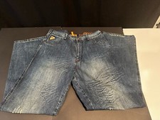 Vintage Akademiks Jeans Men's Sz 34 Baggy Leg Denim Hip Hop Y2K Patch Spell Out