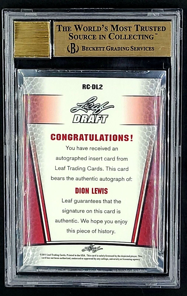 2011 Leaf Metal Draft #RCDL2 Dion Lewis RC Rookie Autograph BGS 9.5 / 10 POP 10 - Image 2 of 4