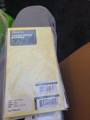 Filofax persönliche Größe gelb liniert NOTIZBLOCK Notizpapier Organizer Einsatz 132201